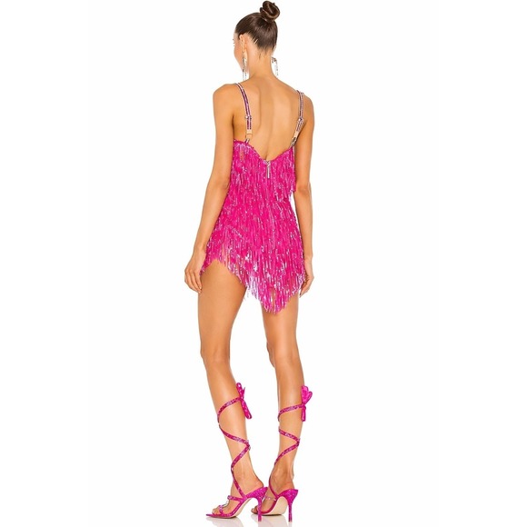 ✨ICONIC VEGAS MOMENT✨ Bronx & Banco Neon Pink Sequin Fringe Mini XS - Picture 4 of 9